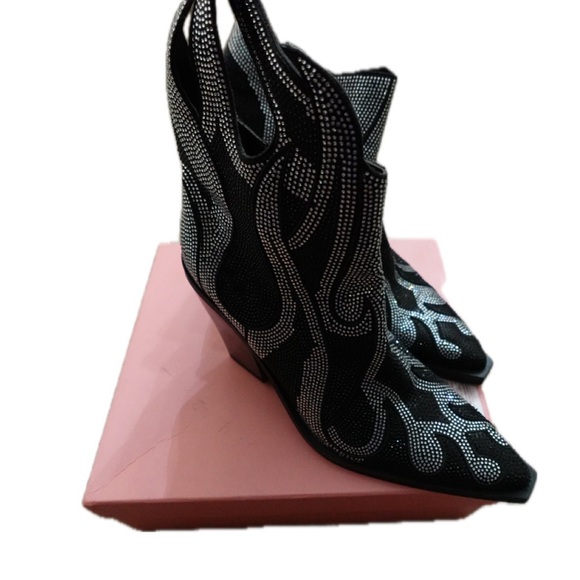 Glamorous Rhinestone Black Western Boots - Picture 7 of 12